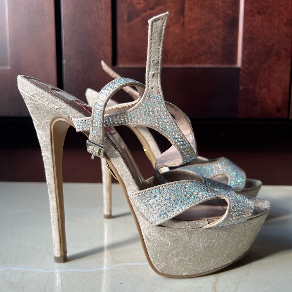 Betsey Johnson Glittering Cream Platform Heels